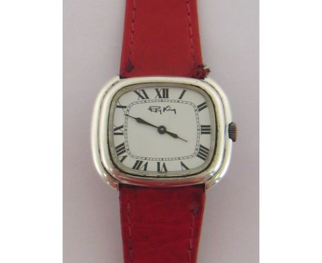 ROY KING, a silver mid-size manual wind wristwatch, the oblong case fully hallmarked, with white dial, black Roman numerals a