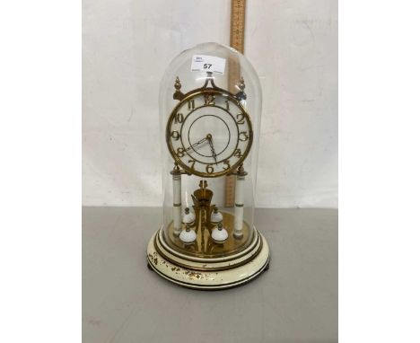 20th Century 400 day torsion mantel clock under glass dome