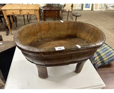 Small hardwood four legged bath or trough, 50cm wide
