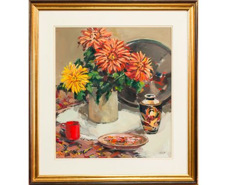 gouache on paper, signed, titled label verso mounted, framed and under glass image size 54cm x 48cm, overall size 78cm x 71cm
