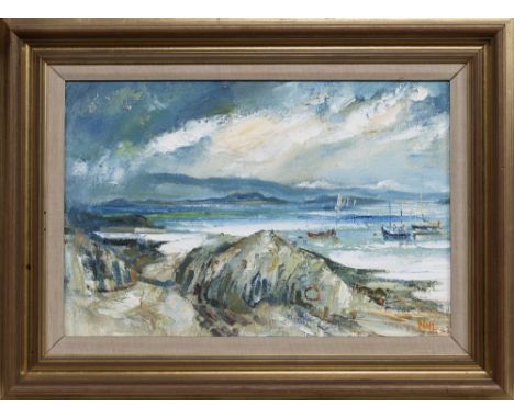 oil on canvas, signed, titled and dated 1983 verso framed image size 31cm x 46cm, overall size 44cm x 59cm  Note: James Watt 