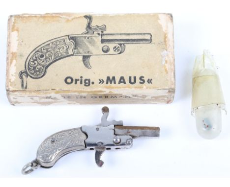 Miniature Austrian Working Pin-Fire ‘Key Ring’ Pistol, chrome plated action and octagonal barrel stamped AUSTRIA, 2-piece nic