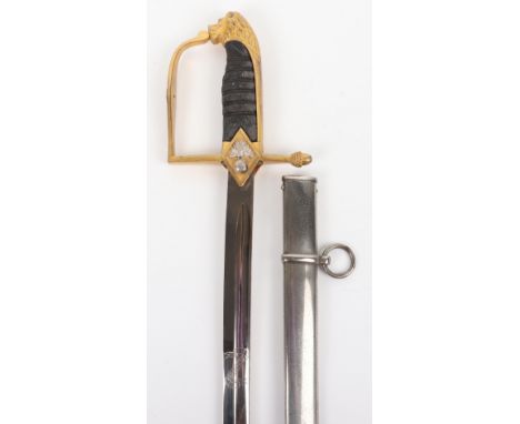 Netherlands Model 1852 Grenadiers Officers Sword by Carl Eickhorn, fine example having gilt crossguard with silvered flaming 