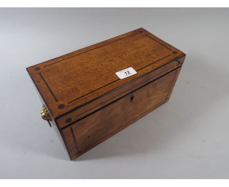 A Rectangular Georgian String Inlaid Walnut Tea Caddy.