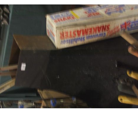 A Metal Chimney, Garden Tools and A Caravan Stabiliser. 