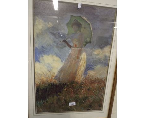 A Framed Monet Print of A Maiden with Parasol.