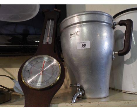 An Aluminium Almoluxe Samovar and A Wall Barometer. 