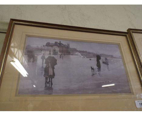 A Pair of Framed Prints Depicting Seashores. 
