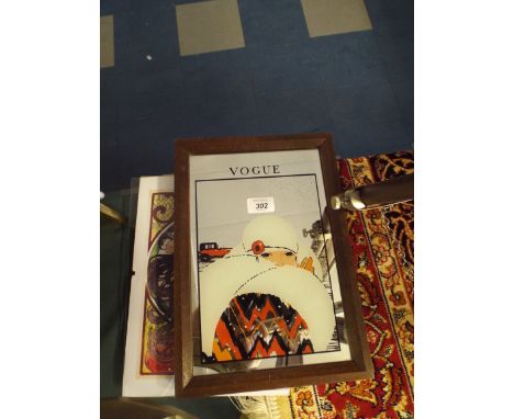 A Vogue mirror and Two Prints.