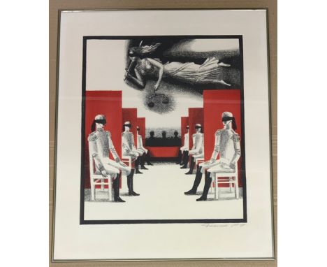 PAIR OF LITHOGRAPH RUSSIAN PRINTS LENINGRAD 1989 GRAPHIC DESIGN INSTITUTE BY DOMASHENKO N.I.APP.SIZE: 45cm x 60cm