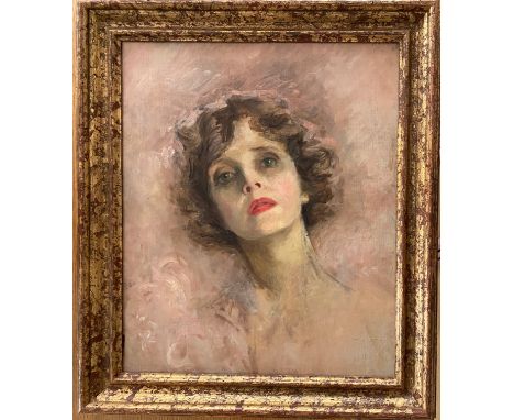Circle of Paul Cesar Helleu 1859-1927. French. Oil on panel. “Portrait of Woman with another on the reverse”. Measures 38cm x