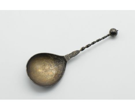 ANTIQUE SILVER GERMAN TEA CADDY SPOON