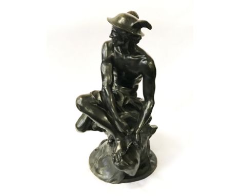 SCULPTURE OF (HERMES ) MERCURY ATTACHING HIS SANDAL AFTER JEAN BAPTISTE PIGALLE APP.SIZE: 60cmAPP.WEIGHT 17kg