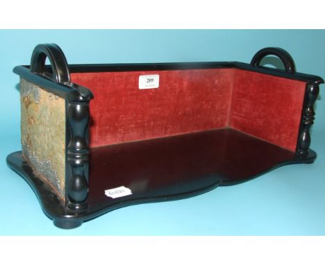 A late Victorian ebonised and beadwork book trough, 46 cm wide