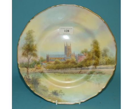 A Royal Worcester plate, Worcester Cathedral, 27 cm diameter