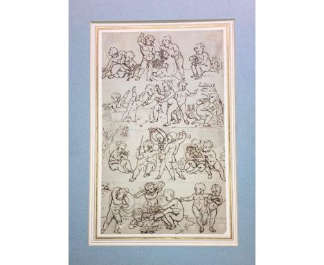 An Old Master interest ink study of Putti 33 x 21cm excluding mount&nbsp;