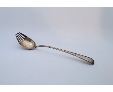 A George III silver basting spoon, by George Smith III &amp; William Fearn, London 1793, later converted to a serving fork, l