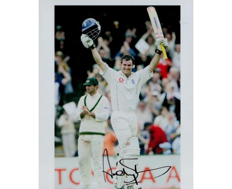 Andrew Strauss signed 10x8 inch colour photo pictured while playing test match cricket for England. Good condition. All autog