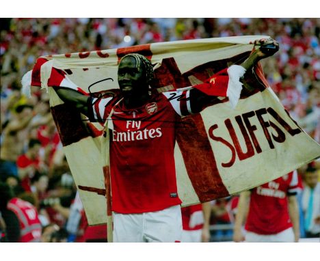 Bacary Sagna signed 12x8 inch colour photo pictured celebrating during his playing days with Arsenal. Good condition. All aut
