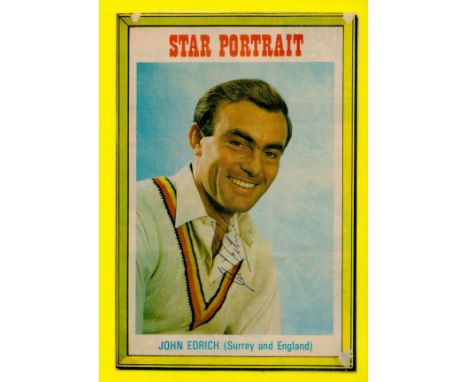 Cricket John Edrich signed 12x8 inch Star portrait colour magazine photo laminated. Good condition. All autographs come with 