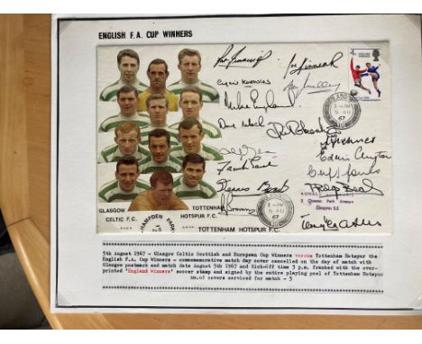 Tottenham 1967 15 team squad Spurs players signed cover for match v Celtic, with 5/8/67 Glasgow match day postmark. Autograph