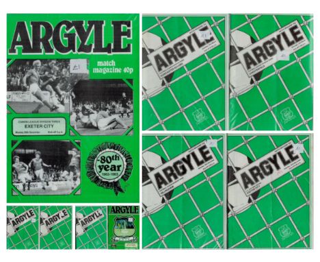 Collection of Argyle 9 x programmes of Football League Division Three/Canon League Division Three/F.A. Cup First Round, vario