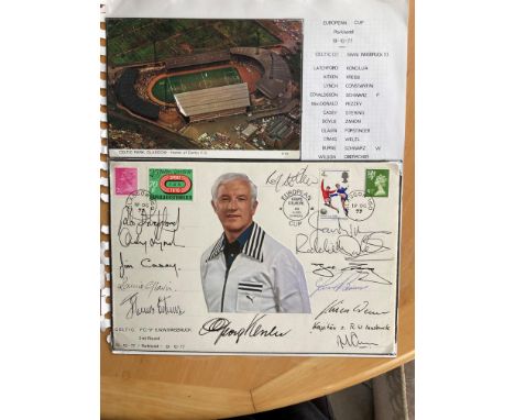 Celtic 1977 12 team squad players signed European Cup match cover v SWW Innbruck. 19/10/77 Glasgow match day postmark. Autogr