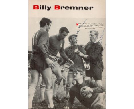 Football Legends multi signed magazine page includes Bill Bremner, Referee Ray Tinkler and on reverse Celtic legend Joe McBri