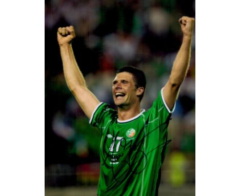 Football Niall Quinn signed 12x8 inch colour photo picture while playing for Ireland. Good condition. All autographs come wit