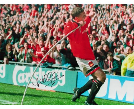 Football Lee Sharpe signed 16x12 colour photo pictured celebrating while playing for Manchester United. Good condition. All a
