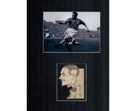Stan Mortenson 14x11 inch mounted signature piece includes signed caricature and vintage black and white photo. Good conditio