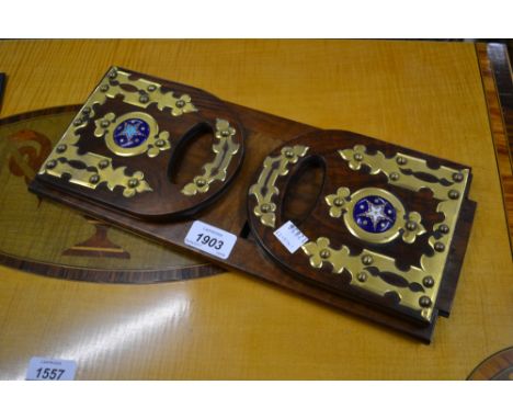 Victorian walnut gilt brass and enamel decorated adjustable bookstand