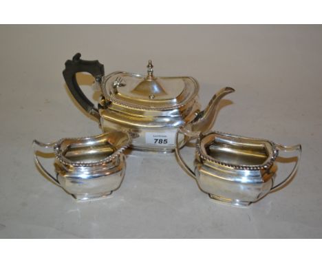 Early 20th Century Birmingham silver three piece tea service