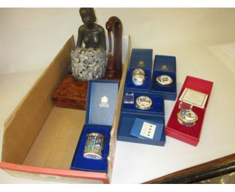 Five Halcyon Days enamel trinket boxes in original cases and other miscellaneous collectables