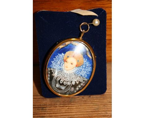 Margaret W. Ellaway R.M.S., miniature portrait painting of Elizabeth I