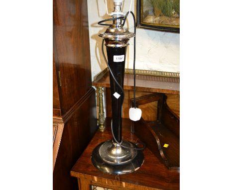 Art Deco ebonised and chrome mounted table lamp