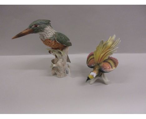 Goebel figure of a kingfisher together with a Karl Ens figure of an exotic bird