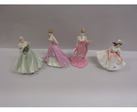 Two Coalport figures of ladies, Royal Worcester figure ' Keepsake ' and a Doulton figure (a/f)