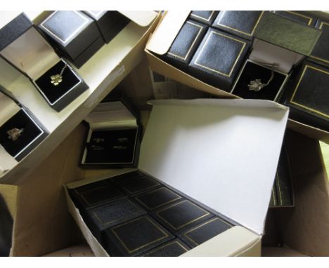 Four pairs of boxed silver cufflinks together with a collection of twenty four various tie pins