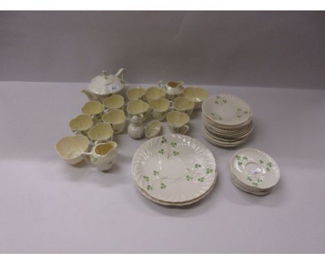 Belleek Shamrock pattern part tea service (black mark)