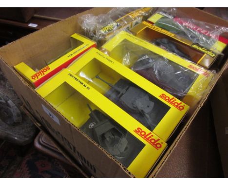 Collection of various Solido die-cast model tanks and other military vehicles