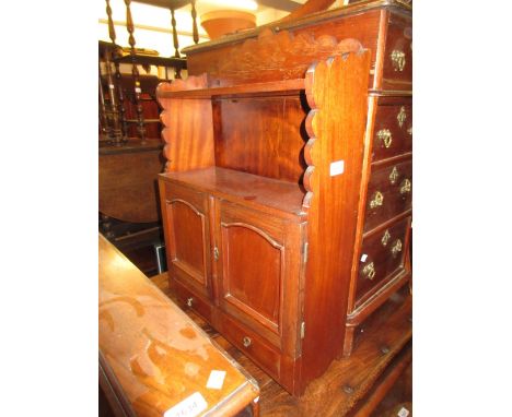 19th Century mahogany wall bracket with an open shelf above a pair of cupboard doors