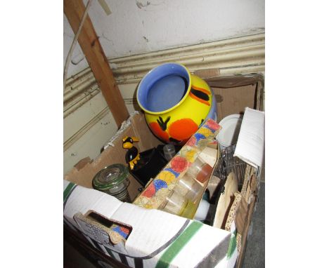 Poole Pottery baluster form vase with blue, yellow and orange ground together with a quantity of other various ceramics