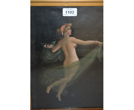 Late 19th Century Italian school oil, portrait of a semi nude female in a classical pose, 13ins x 10ins