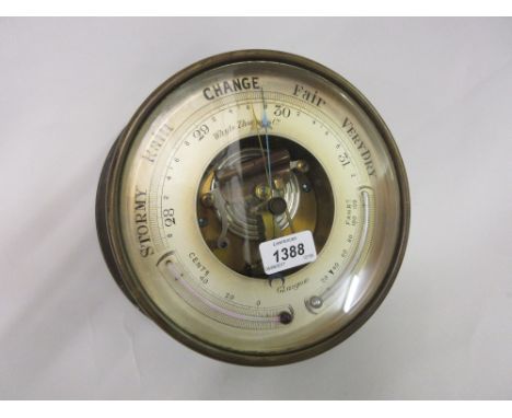 Early 20th Century brass cased ships barometer / thermometer by Whyte Thomson and Co. Glasgow
