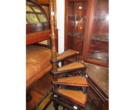 Reproduction mahogany four tread library step