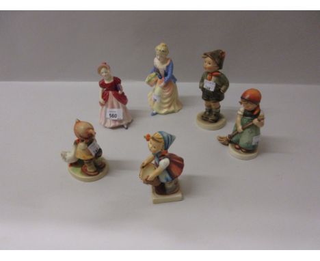 Paragon figure ' Flower Girl ' together with another ' Miss Pamela ' and four various Goebel Hummell figures of children
