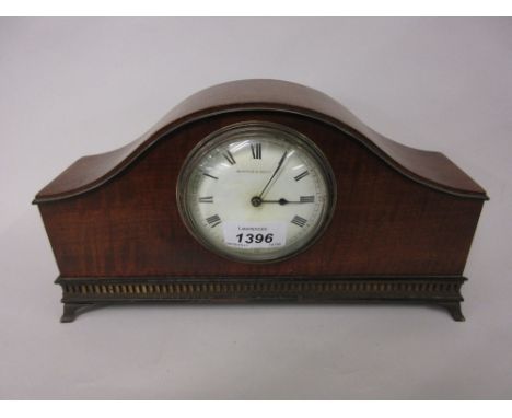 Edwardian mahogany dome shaped mantel clock, the enamel dial with Roman numerals inscribed Mappin and Webb with a French move