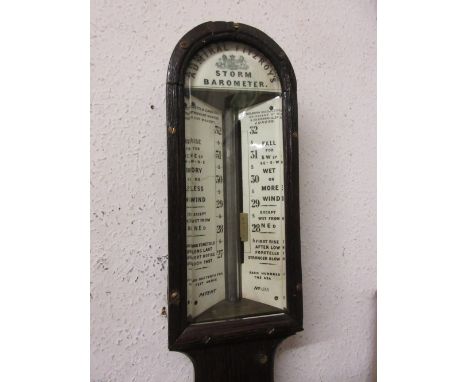 Negretti and Zambra oak cased Admiral Fitroy's stick barometer with porcelain dials (a/f)