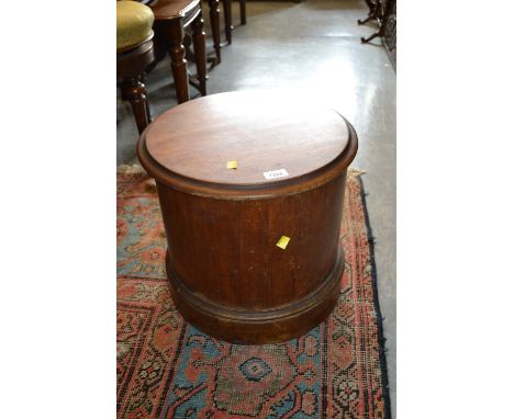 Victorian mahogany cylindrical commode with hinged lid